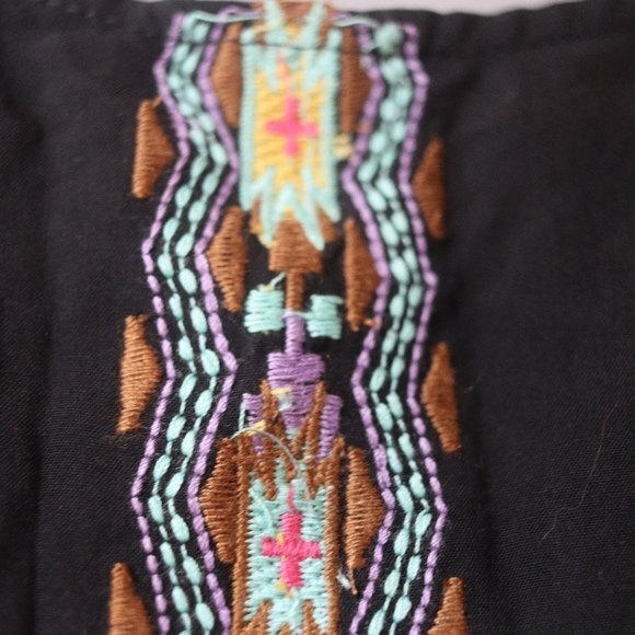 THML/ANTHROPOLOGIE  Art Effect Embroidered Top Size L Open Back Black NEW - Picture 7 of 15